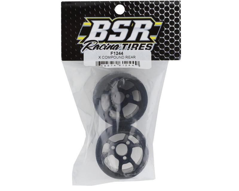 F1244 BSR Racing 1/12 Rear Mounted Foam Tires (2) (X Compound)