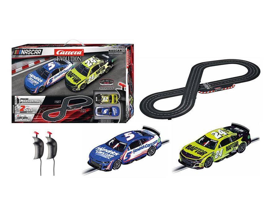 CCN25248 Carrera Evolution Nascar Darlington Showdown Analog 1/32 Slot Car Racing Track Set w/Two NASCAR Camaro NextGen ZL1 Cars