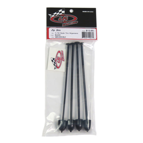 DER-ZS4-BLK DE Racing Zip Stix 1/10 Scale Tire Organizers