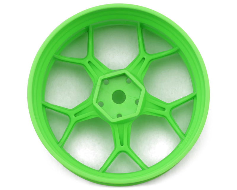 DSC-DF-5Y2-6FG-HG DS Racing Feathery Split Spoke Drift Wheels (Flu Green) (2) (6mm Offset) w/12mm Hex