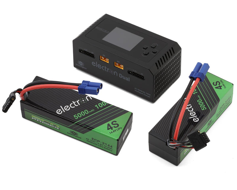 ECP-1019 EcoPower Intelligent 2x4S 5000mAh EC5 LiPo Batteries/"Electron Dual" Charger Bundle (14.8V/100C) (AC-300W) (DC-350W x2)
