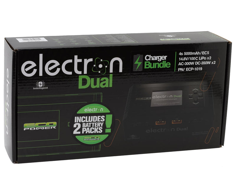 ECP-1019 EcoPower Intelligent 2x4S 5000mAh EC5 LiPo Batteries/"Electron Dual" Charger Bundle (14.8V/100C) (AC-300W) (DC-350W x2)