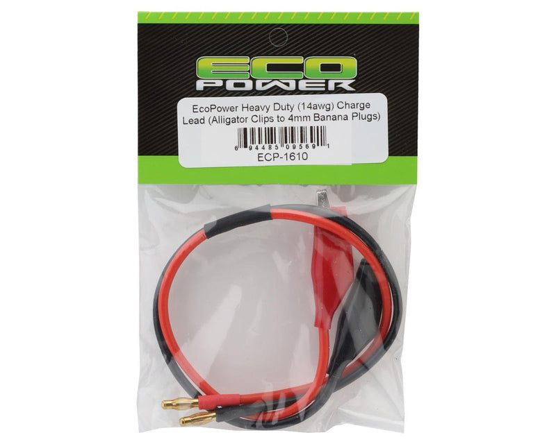 ECP-1610 EcoPower Heavy Duty Charge Lead (Alligator Clips to 4mm Banana Plugs) (14awg)