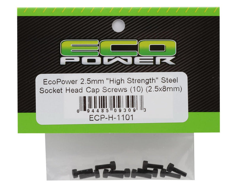 ECP-H-1101 EcoPower 2.5mm "High Strength" Steel Socket Head Cap Screws (10) (2.5x8mm)