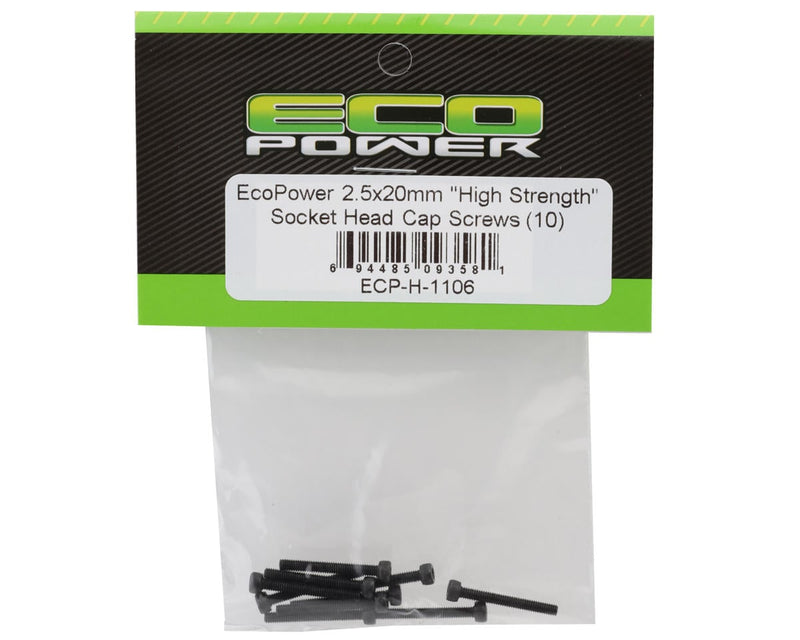 ECP-H-1106 EcoPower 2.5mm "High Strength" Steel Socket Head Cap Screws (10) (2.5x20mm)