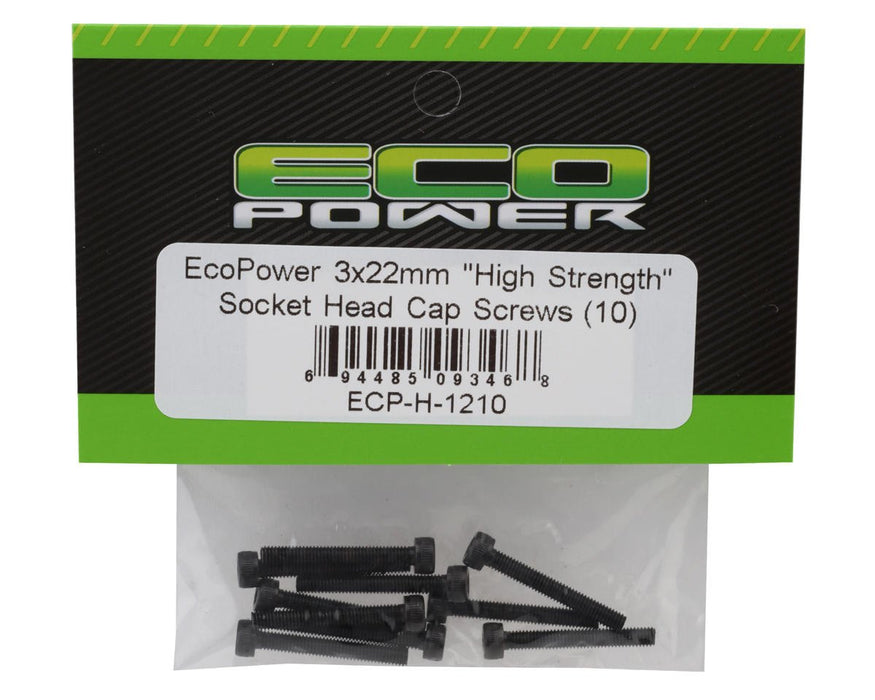 ECP-H-1210 EcoPower 3mm "High Strength" Steel Socket Head Cap Screws (10) (3x22mm)