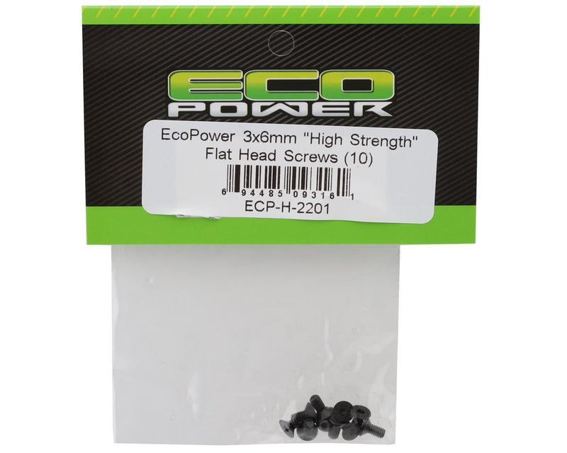ECP-H-2201 EcoPower 3mm "High Strength" Steel Flat Head Screws (10) (3x6mm)