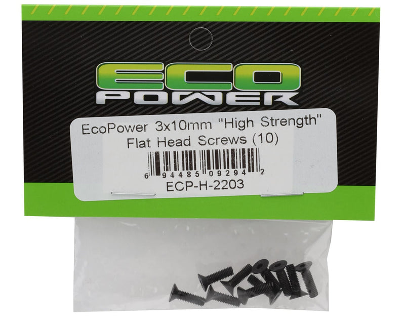 ECP-H-2203 EcoPower 3mm "High Strength" Steel Flat Head Screws (10) (3x10mm)