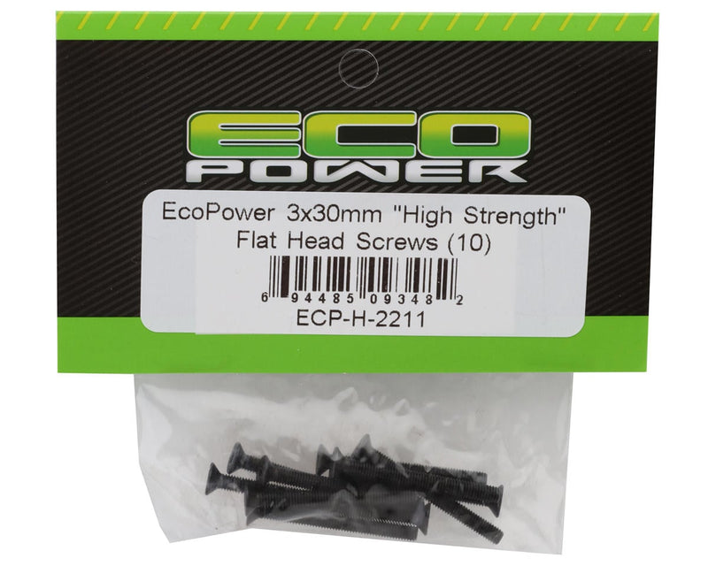 ECP-H-2211 EcoPower 3mm "High Strength" Steel Flat Head Screws (10) (3x30mm)