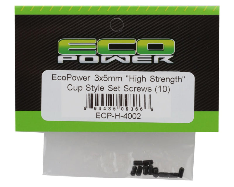 ECP-H-4002 EcoPower 3mm "High Strength" Steel Cup Style Set Screws (10) (3x5mm)