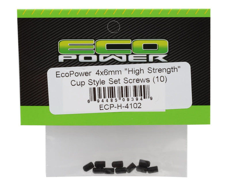 ECP-H-4102 EcoPower 4mm "High Strength" Steel Cup Style Set Screws (10) (4x6mm)