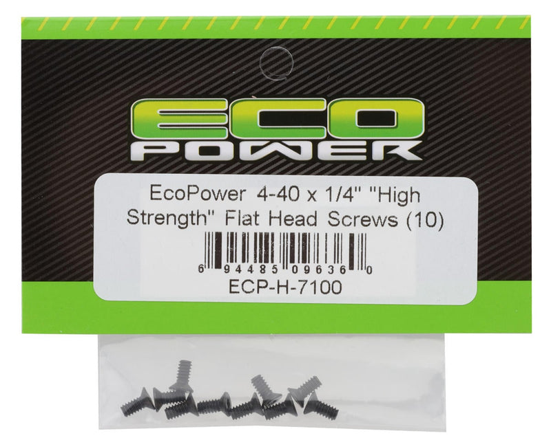 ECP-H-7100 EcoPower 4-40 "High Strength" Flat Head Screws (10) (4-40x1/4")