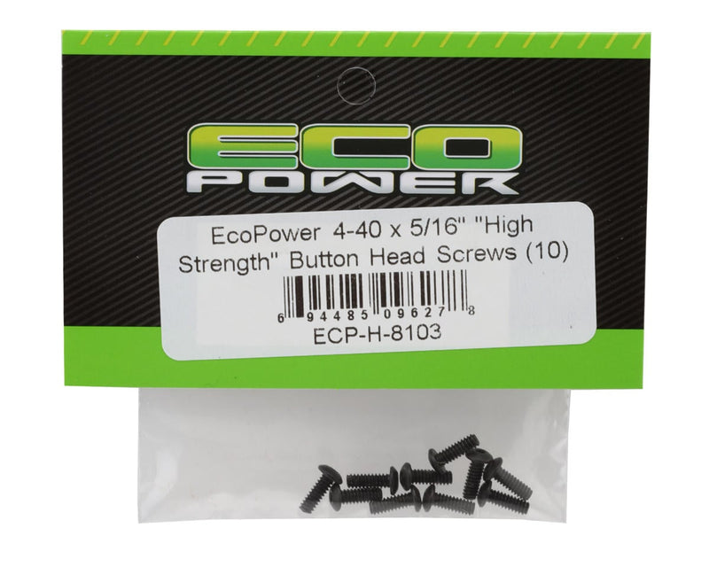 ECP-H-8103 EcoPower 4-40 "High Strength" Button Head Screws (10) (4-40x5/16")