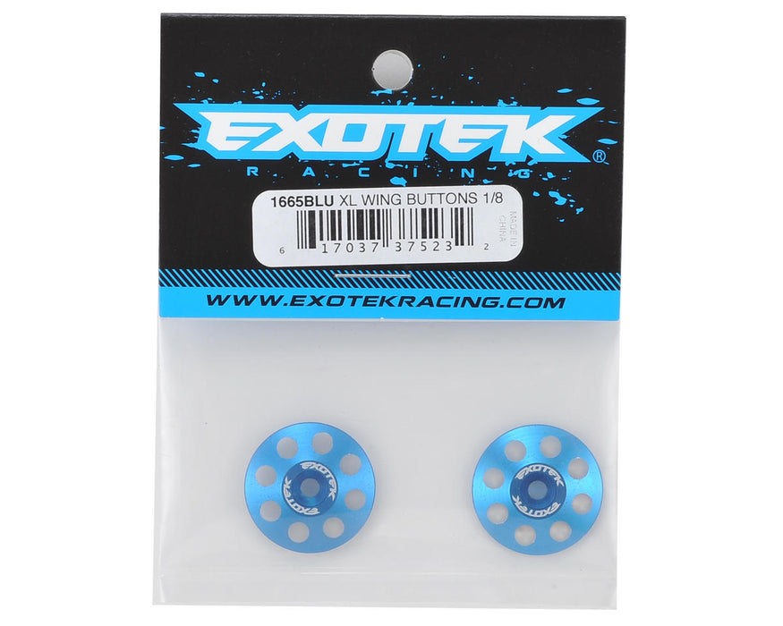 1665BLU Exotek 22mm 1/8 XL Aluminum Wing Buttons (2) (Blue)