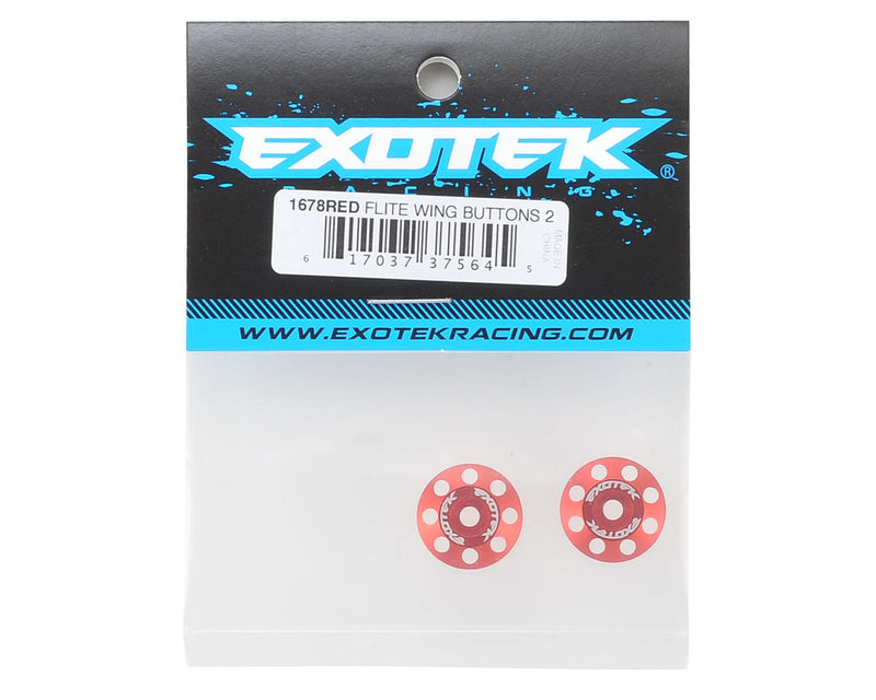 1678RED - Exotek Flite V2 16mm Aluminum Wing Buttons (2) (Red)