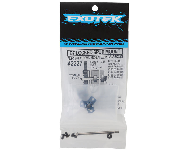 Exotek 2227 RC10B7/RC10B7D Locked Spur Mount Set w/Titanium Bolt