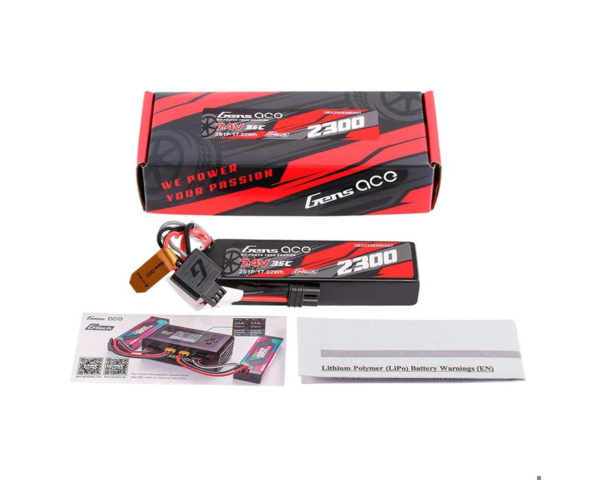 GEA232S35E2GT Gens Ace 2S 35C G-Tech Lipo Battery Pack (7.4V/2300mAh) w/iEC2 Connector
