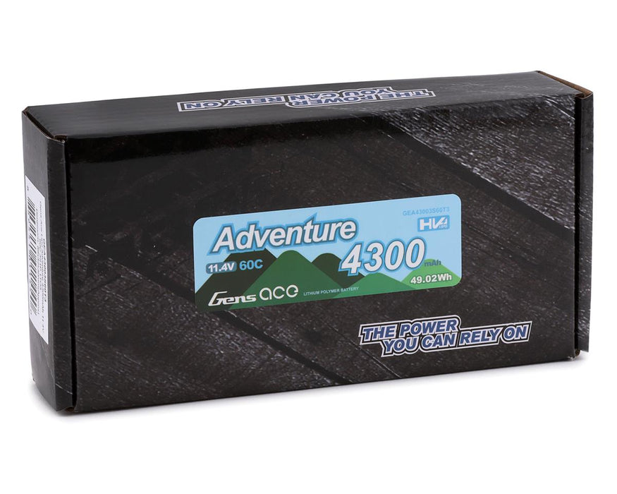 GEA43003S60T3 Gens Ace Adventure 3s LiHv Battery Pack 60C (11.4V/4300mAh) w/Universal Connector