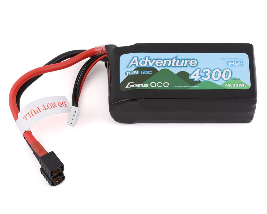 GEA43003S60T3 Gens Ace Adventure 3s LiHv Battery Pack 60C (11.4V/4300mAh) w/Universal Connector