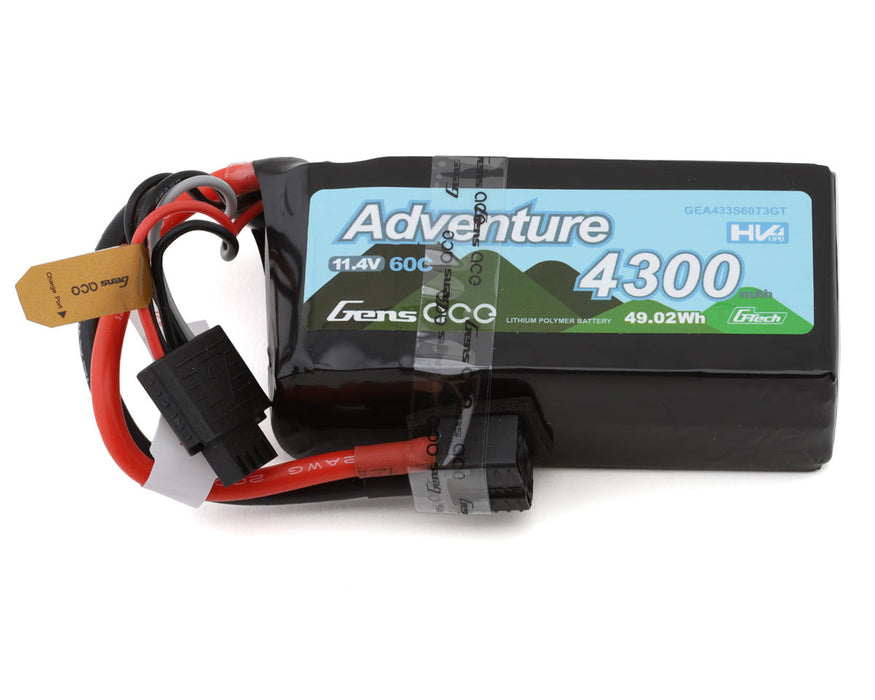 Gens Ace G-Tech Smart 3S LiHV Battery 60C (11.4V/4300mAh) w/Universal Connector GEA433S60T3GT