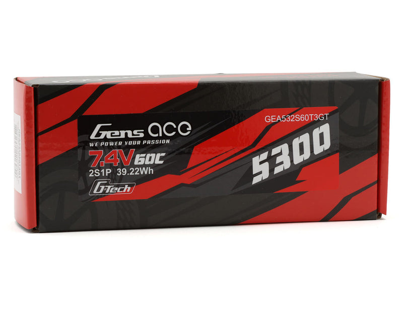 GEA532S60T3GT Gens Ace G-Tech Smart 2S LiPo Battery 60C (7.4V/5300mAh) w/ Multiple Connectors
