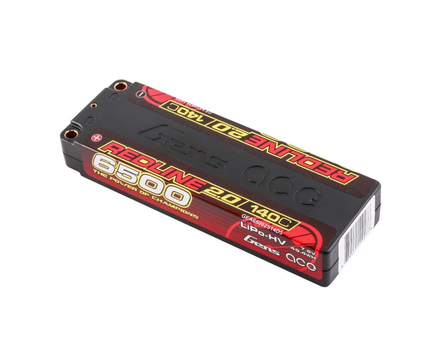 GEA65002S14D5 Gens Ace Redline 2.0 2S LCG LiHV Battery 140C (7.6V/6500mAh) w/5mm Bullets