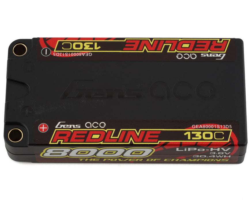 GEA80001S13D5 Gens Ace Redline 1S LiHV LiPo LCG Battery 130C (3.8V/8000mAh) w/5mm Bullets