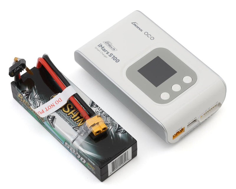 GEAS100522S35GT Gens Ace G-Tech Smart 2S Bundle w/2S 35C XT60 LiPo Battery (5200mAh) & iMars S100 Charger