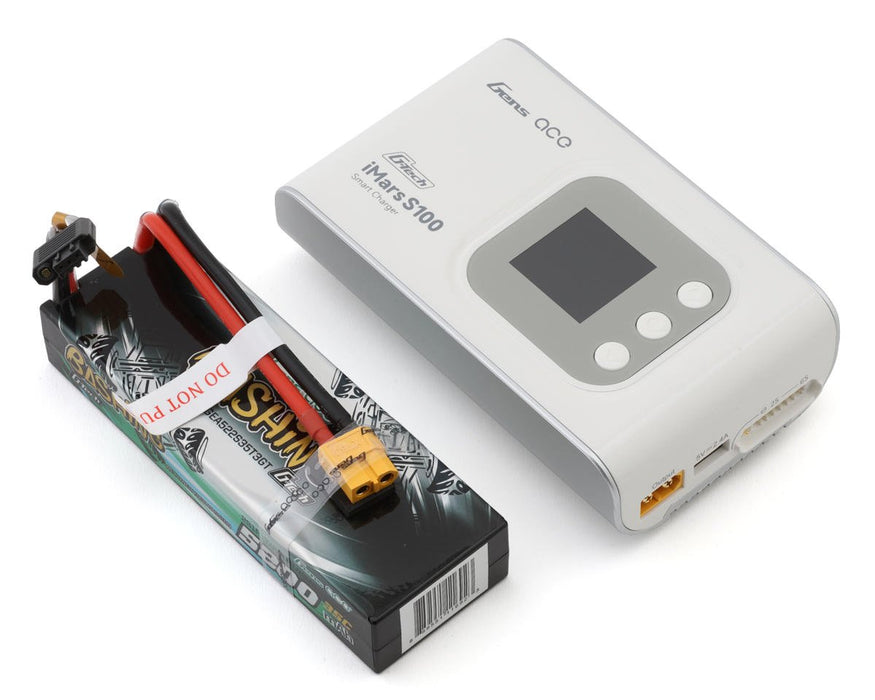 GEAS100522S35GT Gens Ace G-Tech Smart 2S Bundle w/2S 35C XT60 LiPo Battery (5200mAh) & iMars S100 Charger