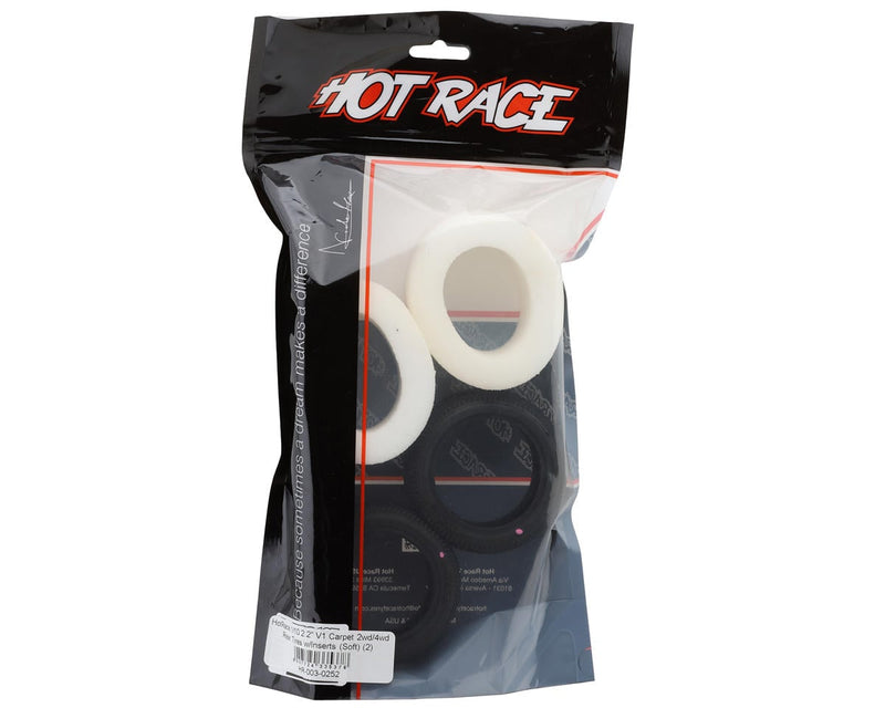 003-0612 HotRace V1 Carpet 2.2" 1/10 2WD/4WD Rear Buggy Tires (2) (Soft) w/Foam Inserts