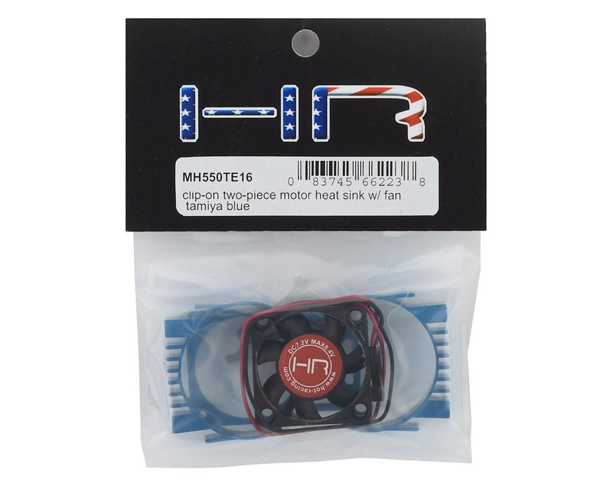 MH550TE16 Hot Racing Clip-On Two-Piece Motor Heat Sink w/Fan (Tamiya Blue)