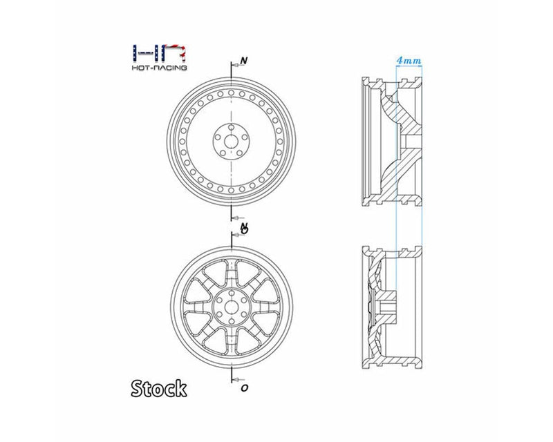 SXTY919H01 Hot Racing Axial SCX30 0.7" Brass Crawler Wheels (Black Chrome) (4) (9.3g ea)