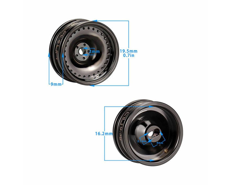SXTY919H01 Hot Racing Axial SCX30 0.7" Brass Crawler Wheels (Black Chrome) (4) (9.3g ea)