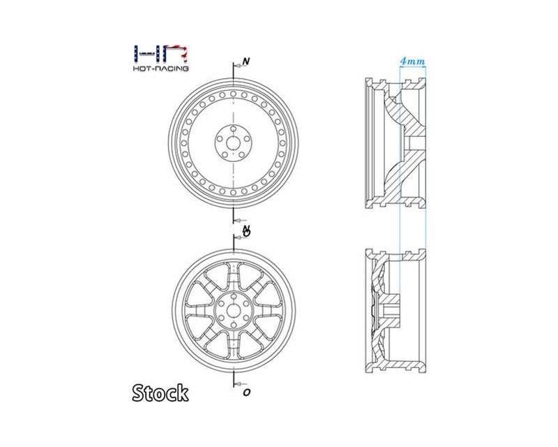 SXTY919H08 Hot Racing Axial SCX30 0.7" Brass Crawler Wheels (Chrome) (4) (9.3g ea)