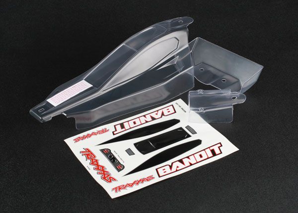 2417 Traxxas - Body, Bandit (front & rear) (clear, requires painting)/ window, lights, grill decal