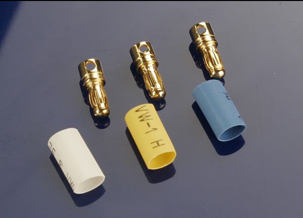 3342 Traxxas - Bullet connectors, male, 3.5mm (3) / heat shrink