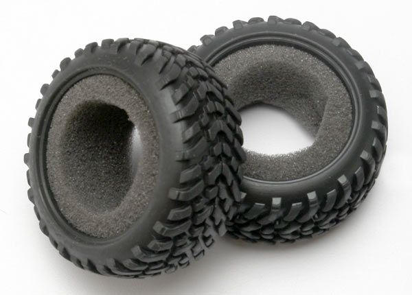 7071 Traxxas - Tires, off-road racing, SCT dual profile (1 each, right & left)/ foam inserts (2)