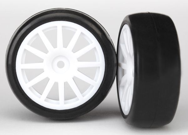 7572 Traxxas LaTrax Rally White 12-Spoke wheels w/ Slick Tires (2)