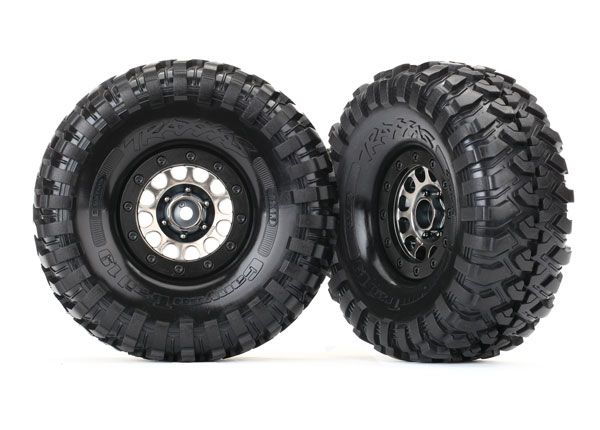 8174 Traxxas Tires & wheels, assembled (Method Race Wheels® 105 Beadlock 1.9" black chrome beadlock wheels