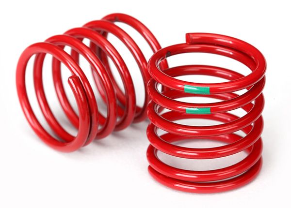 8363 Traxxas Spring, shock (red) (4.075 rate, green stripe) (2)