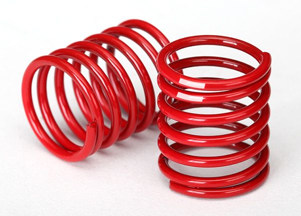 8366 Traxxas Spring, shock (red) (2.8 rate, white stripe) (2)