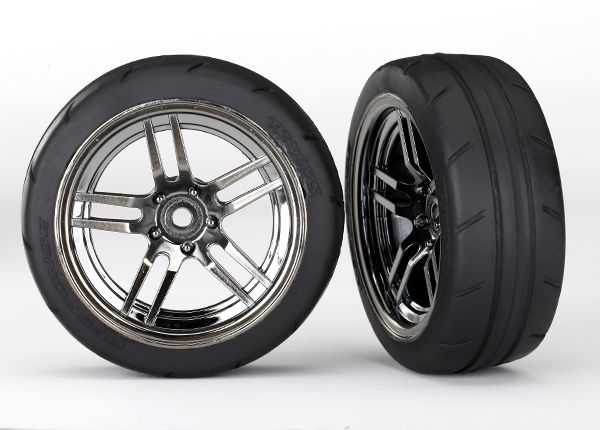 8373 Tires and wheels, assembled, glued (split-spoke black chrome wheels, 1.9" Response tires) (fron