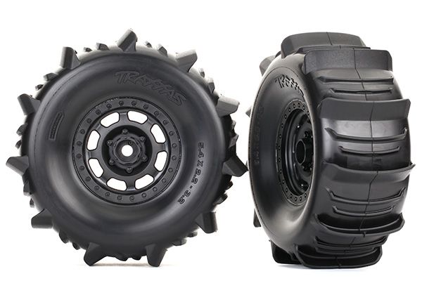 8475 UDR Tires and Wheels, Assembled, glued (desert racer paddle tires, foam inserts) (2)