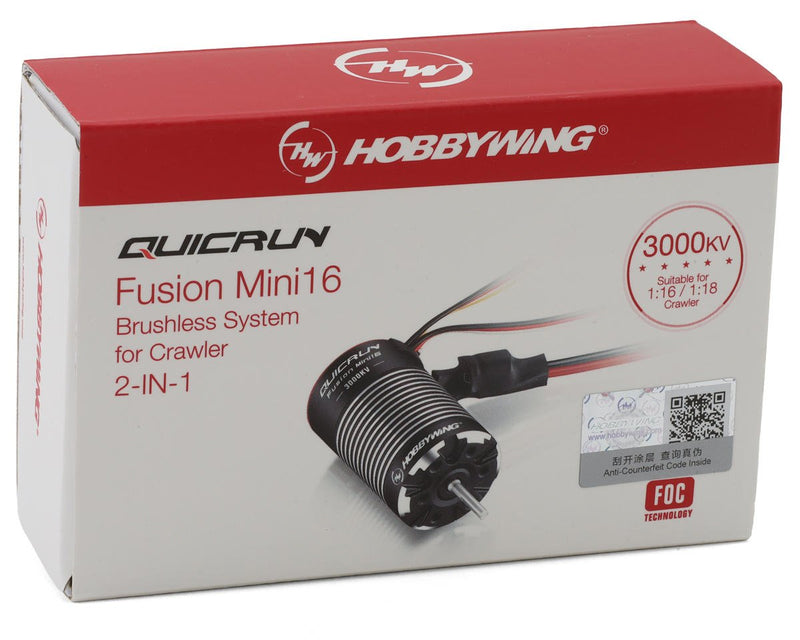 30120403 Hobbywing Quicrun Mini16 Fusion 370 2-in-1 Brushless ESC & Motor System w/EC2 Connector (3000Kv)