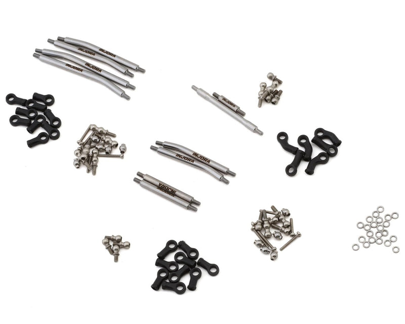SCX30-28-29 Injora Axial SCX30 Steel High Clearance Suspension & Steering Links Set (Silver)