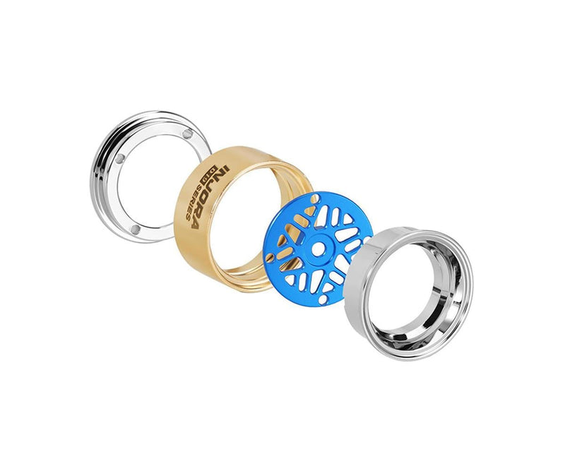 W7012BL-19 Injora 0.7" D19 ModuWheel Brass & Aluminum Micro Crawler Beadlock Wheels (Blue) (4) (8.4g ea) (-2mm Offset) (Ascent-32)