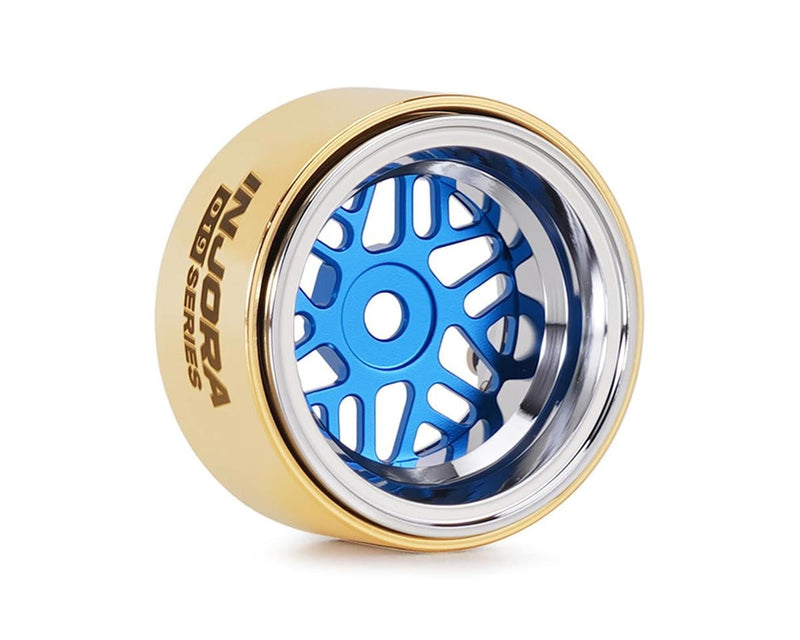 W7012BL-19 Injora 0.7" D19 ModuWheel Brass & Aluminum Micro Crawler Beadlock Wheels (Blue) (4) (8.4g ea) (-2mm Offset) (Ascent-32)