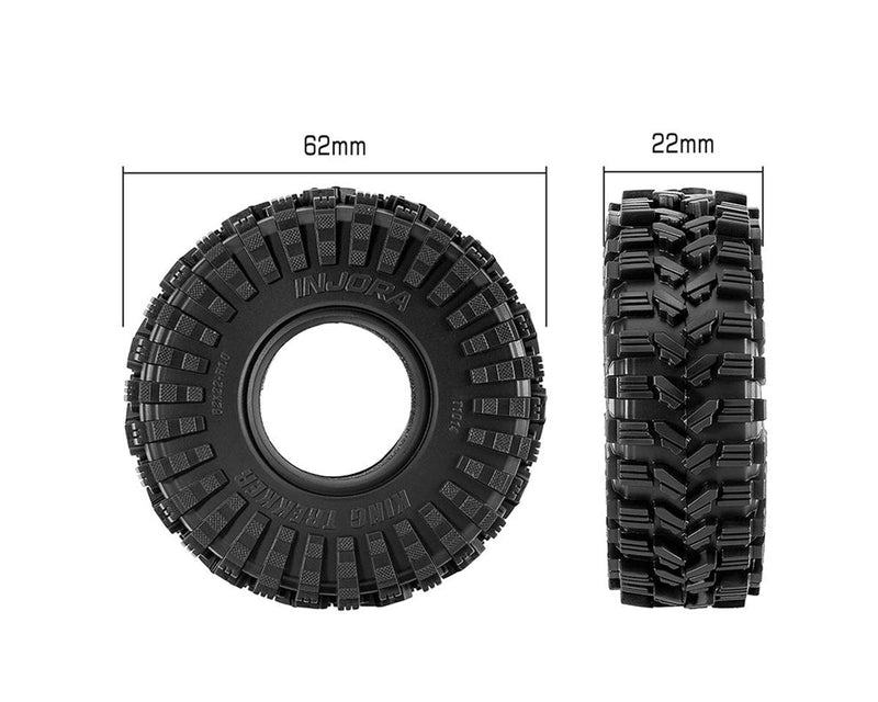 YQT-1014 Injora 1.0" King Trekker Micro Rock Crawler Tires (4) (62mm OD) (S5)