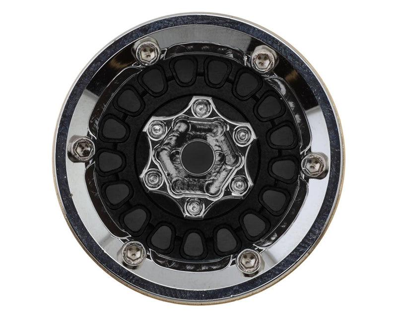 YQW-MW1016BK Injora 1.0" ModuWheel Brass & Aluminum Micro Crawler Beadlock Wheels (Black) (4) (21g ea) (-4.4mm Offset)
