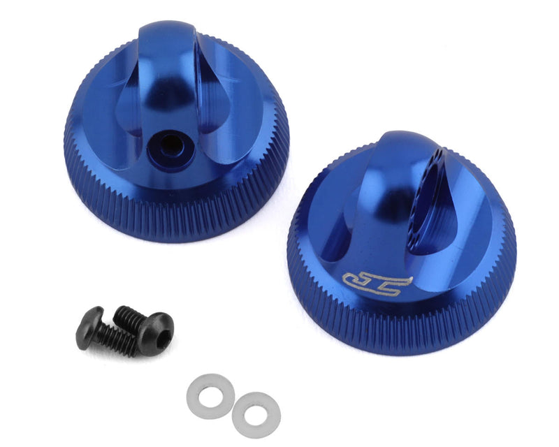 2701-1 JConcepts Team Associated Fin Aluminum 13mm Shock Cap (Blue) (2)